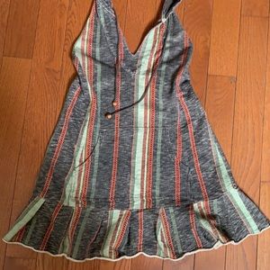 Free People vintage striped open back hoodie dress size Small
